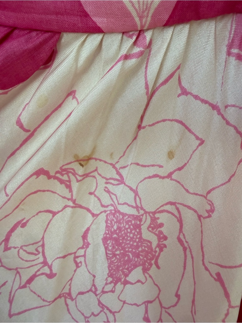 Trina Turk Silk Floral Dress Pink Cream Size 10 Made USA - Picture 7 of 7